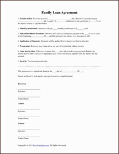 Personal Family Loan Agreement Template