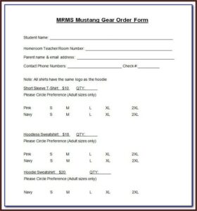 Personalized T Shirt Order Form Template
