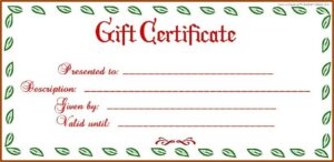 Printable Blank Gift Certificate Template Free