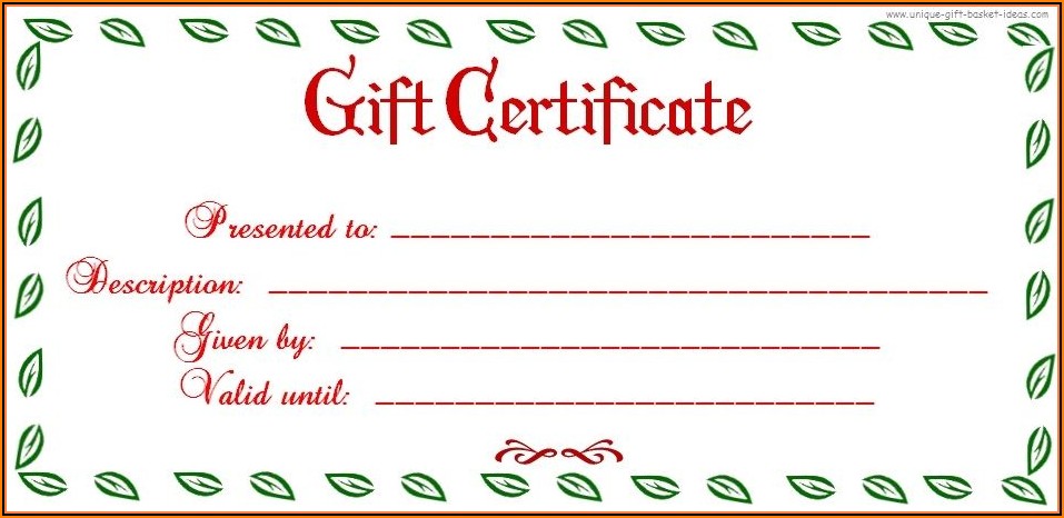 Printable Blank Gift Certificate Template Free