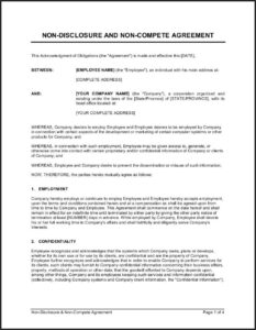 Printable Non Disclosure Agreement Template
