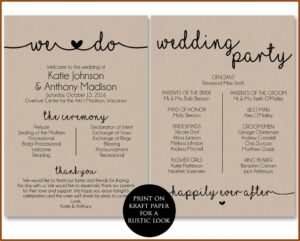 Programs For Wedding Receptions Templates
