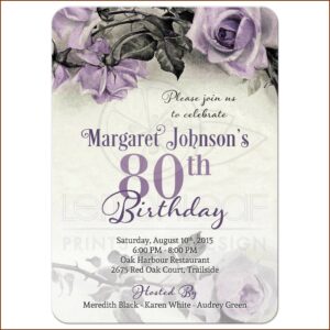Purple And Silver Birthday Invitation Template