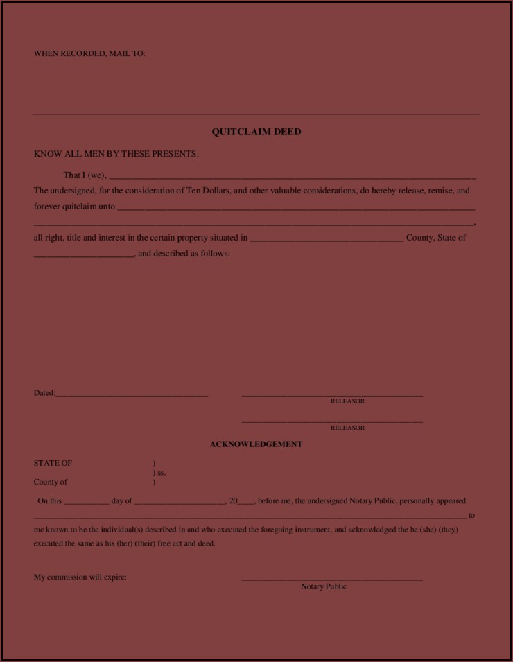 Quitclaim Deed Template Free Download