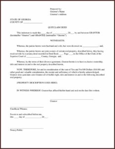 Quitclaim Deed Template Georgia