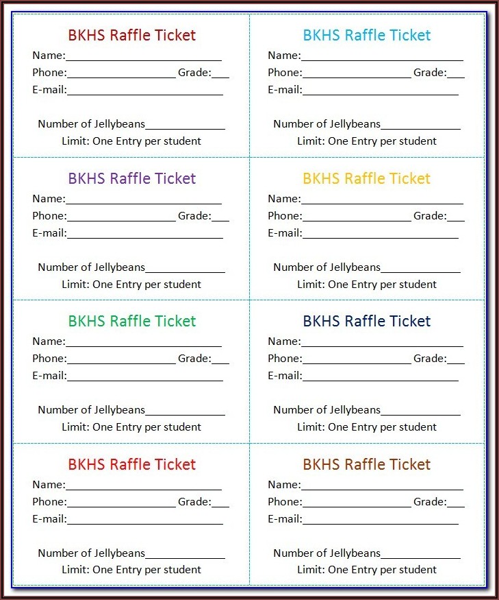 Raffle Ticket Template Free Excel