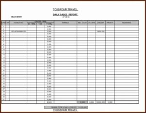 Restaurant Daily Sales Report Format