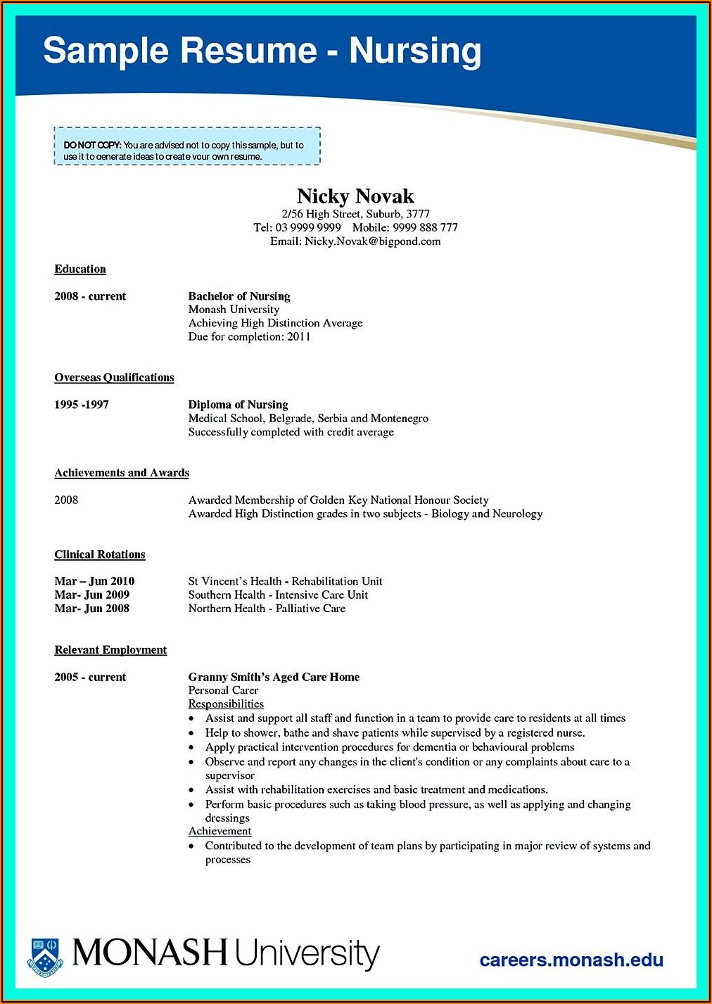 Resume Example For Nurses