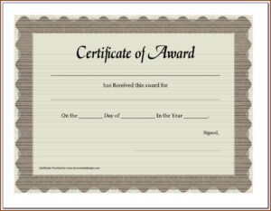 Sample Certificate Of Award