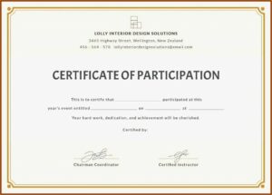 Sample Certificate Of Award Wording