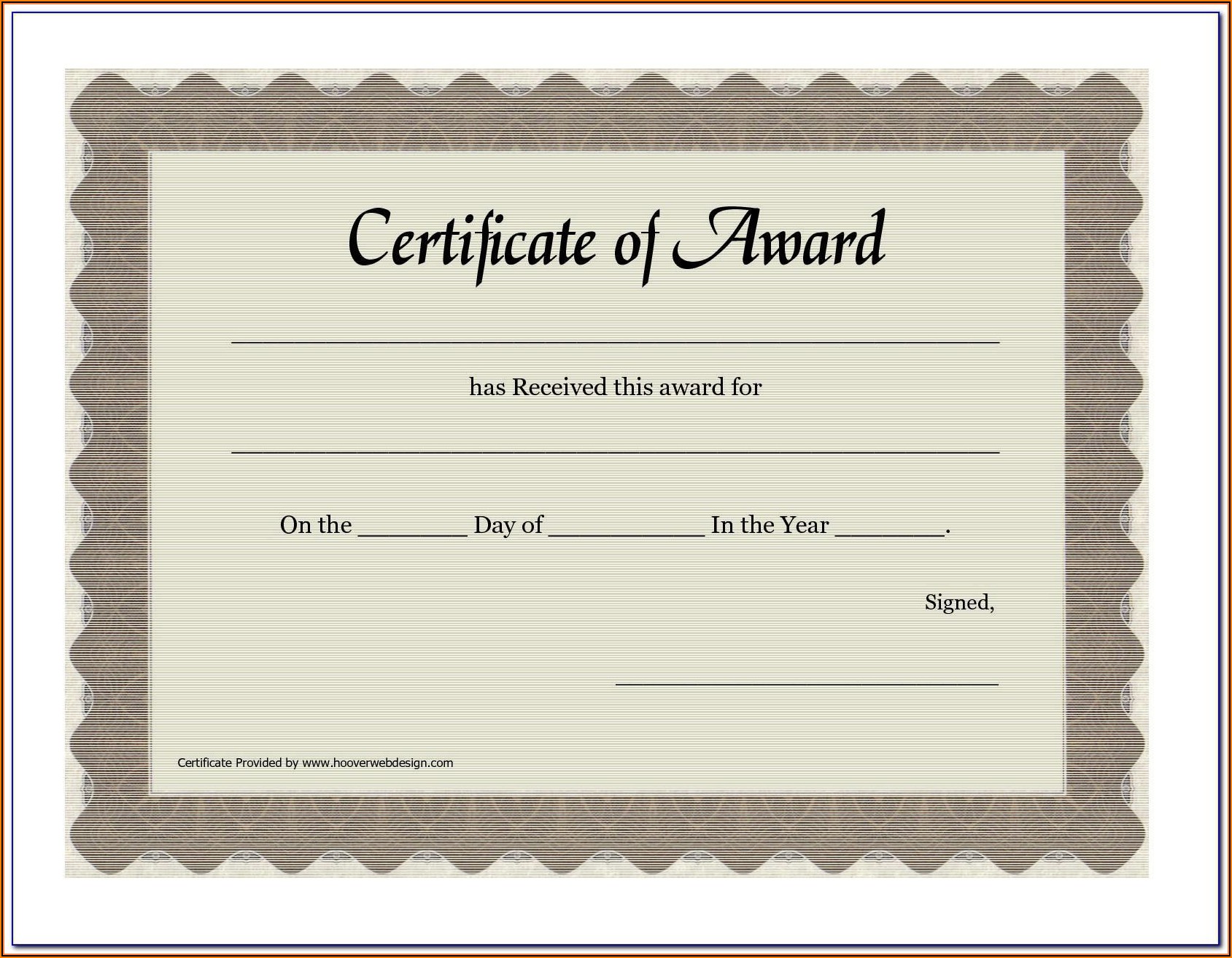 Sample Certificate Of Award
