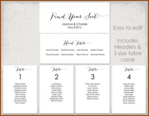 Seating Cards Template Free
