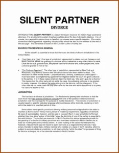 Silent Partner Agreement Template