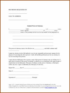 Simple Power Of Attorney Letter Template