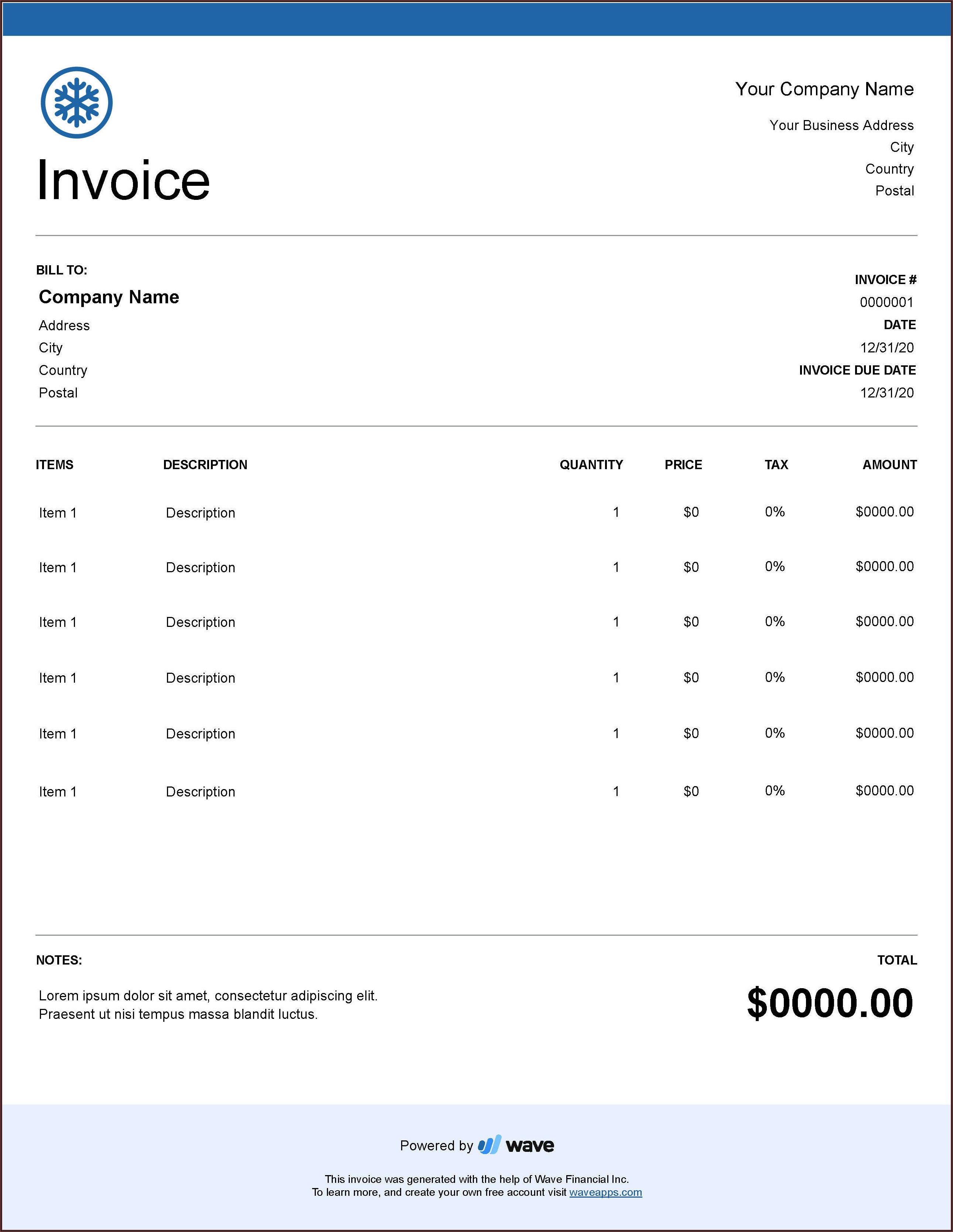 Snow Removal Invoice Template