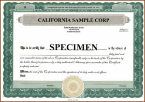 Stock Certificate Template California