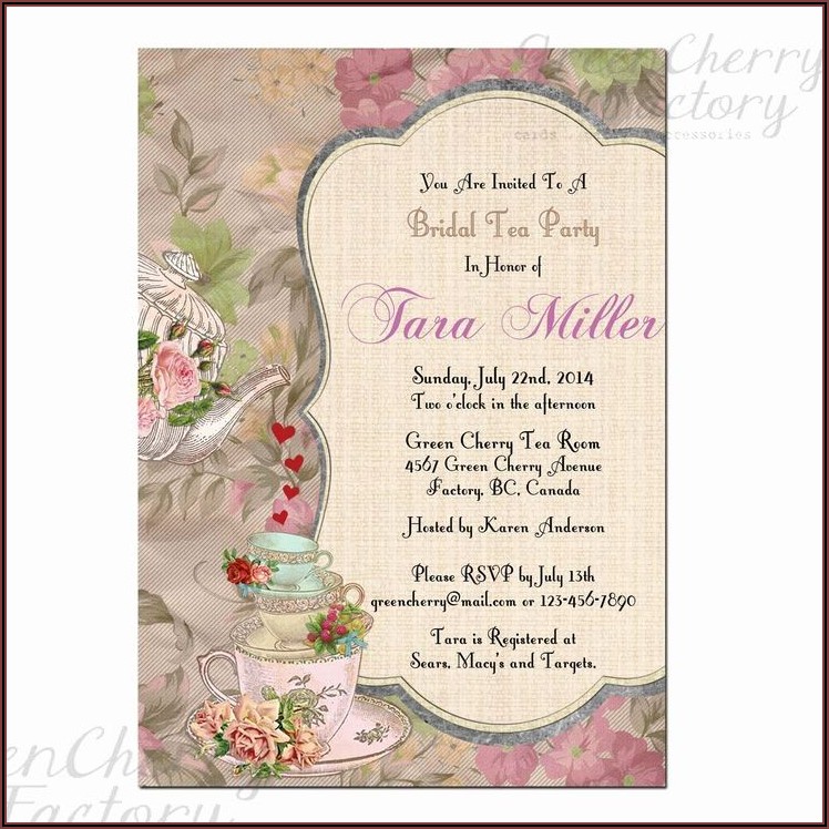 Tea Party Invitations Template Free