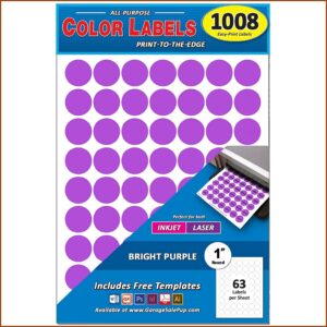 Template For 1 Round Labels 63 Per Sheet