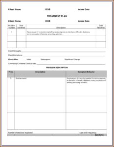 Treatment Plan Forms Mental Health Printable Smart Goals