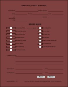 Vehicle Work Order Form Template