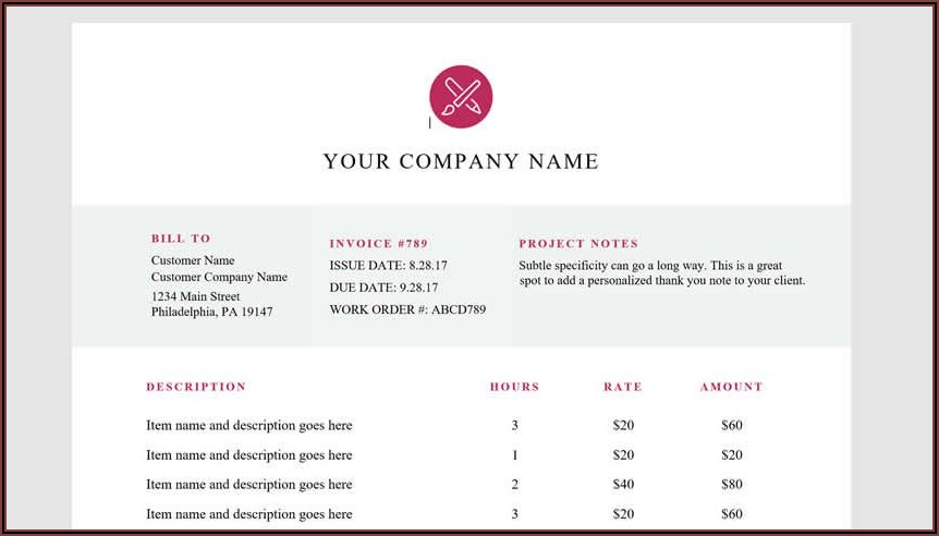 Web Developer Invoice Example