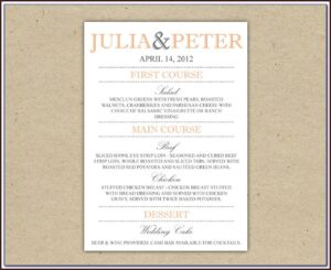 Wedding Reception Dinner Menu Templates
