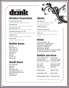 Wedding Reception Drink Menu Template
