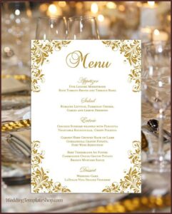Wedding Reception Menu Template