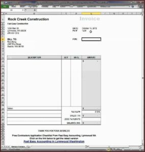Word Invoice Template For Quickbooks