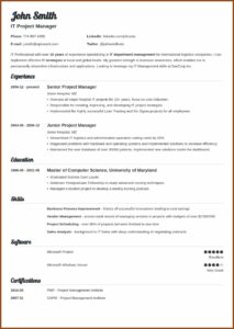 Word Templates For Resume Free Download