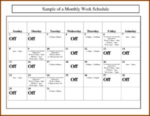 Work Plan Calendar Template