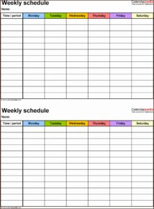 Work Scheduling Calendar Template