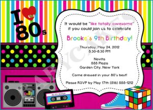 80's Theme Party Invitation Templates Free