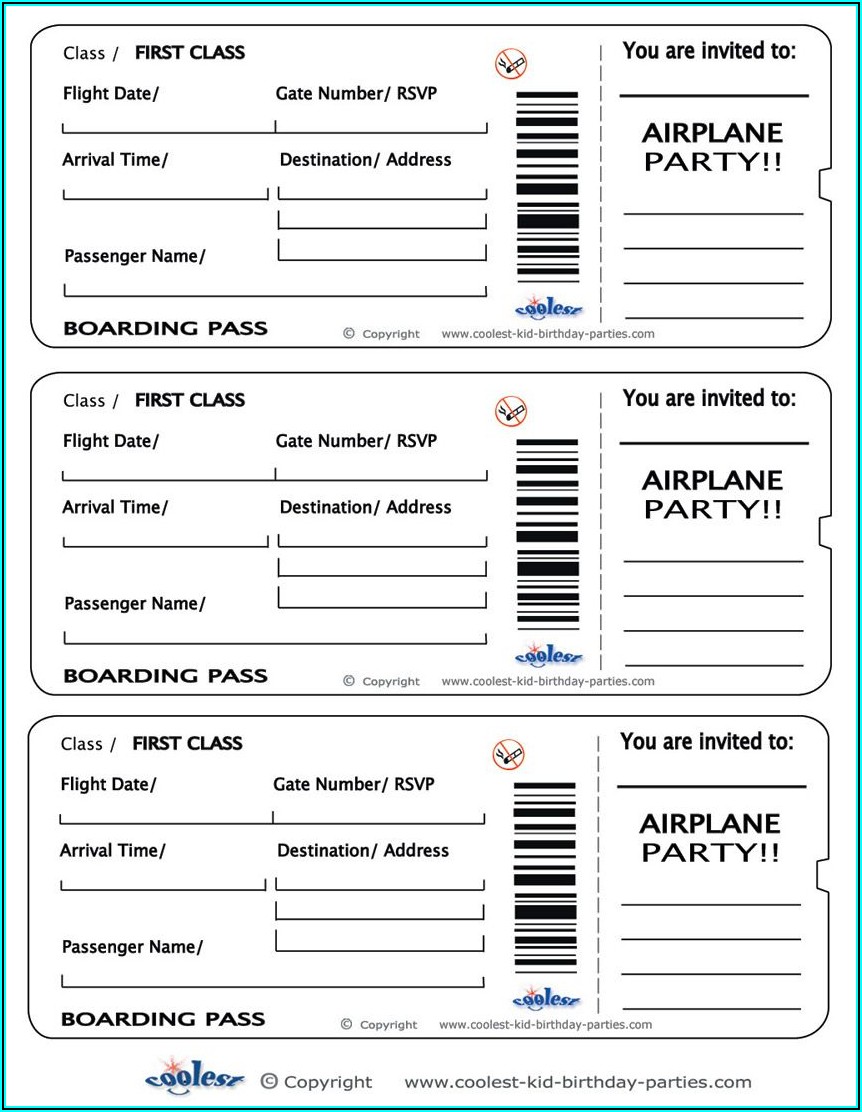 Airline Ticket Party Invitation Template