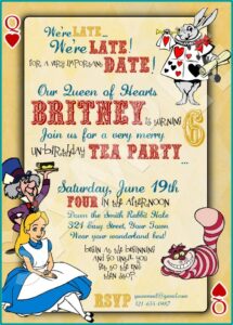 Alice In Wonderland Birthday Invitations Templates Free