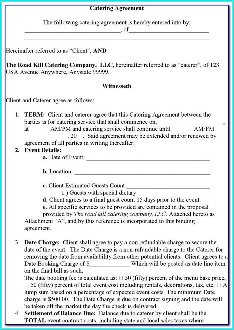 Banquet Hall Contract Template
