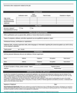 Blank Employment Application Template