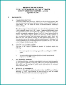 Catering Bid Template
