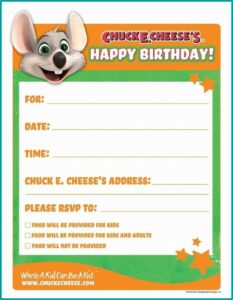 Chuck E Cheese Invitation Template