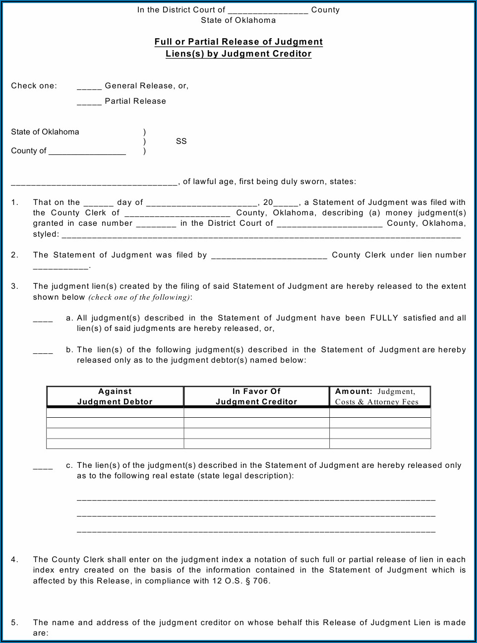 Creditor Claim Form Oklahoma