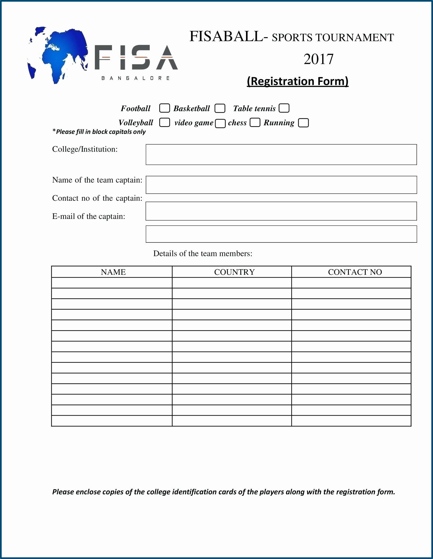 Dance Team Registration Form Template