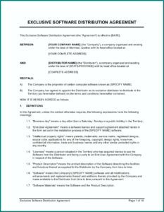 Distributor Contract Agreement Template