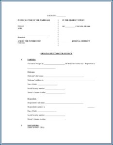 Divorce Fee Waiver Form Texas