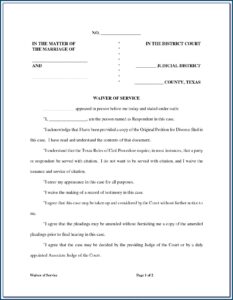 Divorce Waiver Form Arkansas