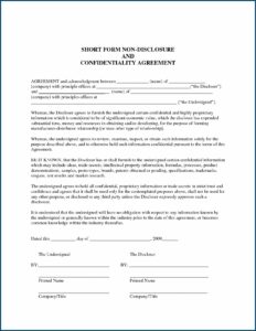 Dod Non Disclosure Agreement Form