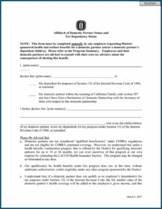 Domestic Partnership Forms California