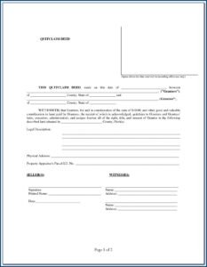 Download Quit Claim Deed Form Florida