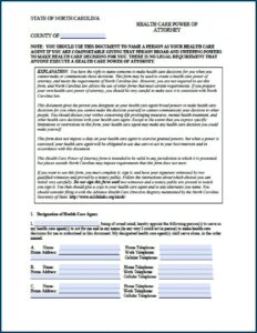 Durable Financial Power Of Attorney Form North Carolina