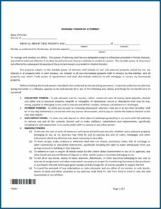 Durable Power Of Attorney Florida Free Form