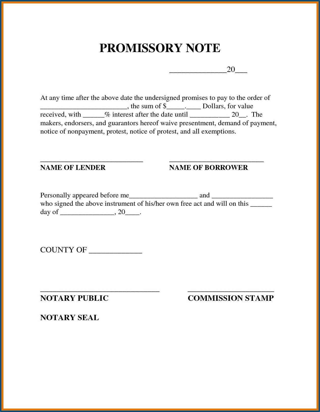 Easy Promissory Note Form